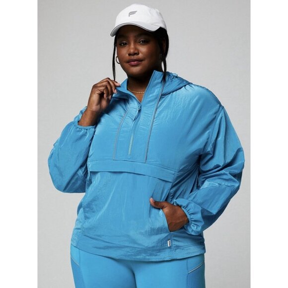 Fabletics Women's XXL/1X Shimmer Hiking Jacket Hooded Windbreaker 1/4 Zip - Picture 1 of 9
